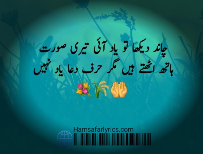 Yaad Poetry in urdu چاند دیکھا تو یاد آئی تیری صور، ت ہاتھ اٹھتے ہیں مگر حرف دعا یاد نہیں
